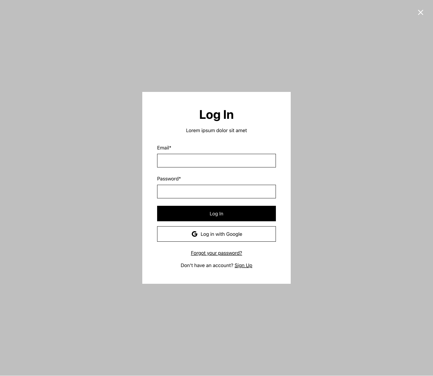 Preview of Log In Modal 1