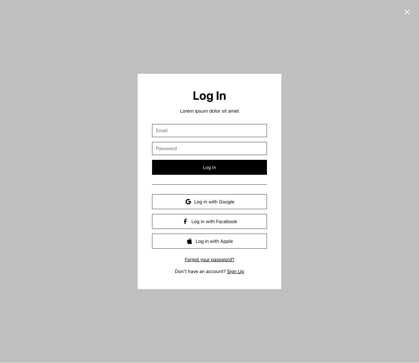 Preview of Log In Modal 2