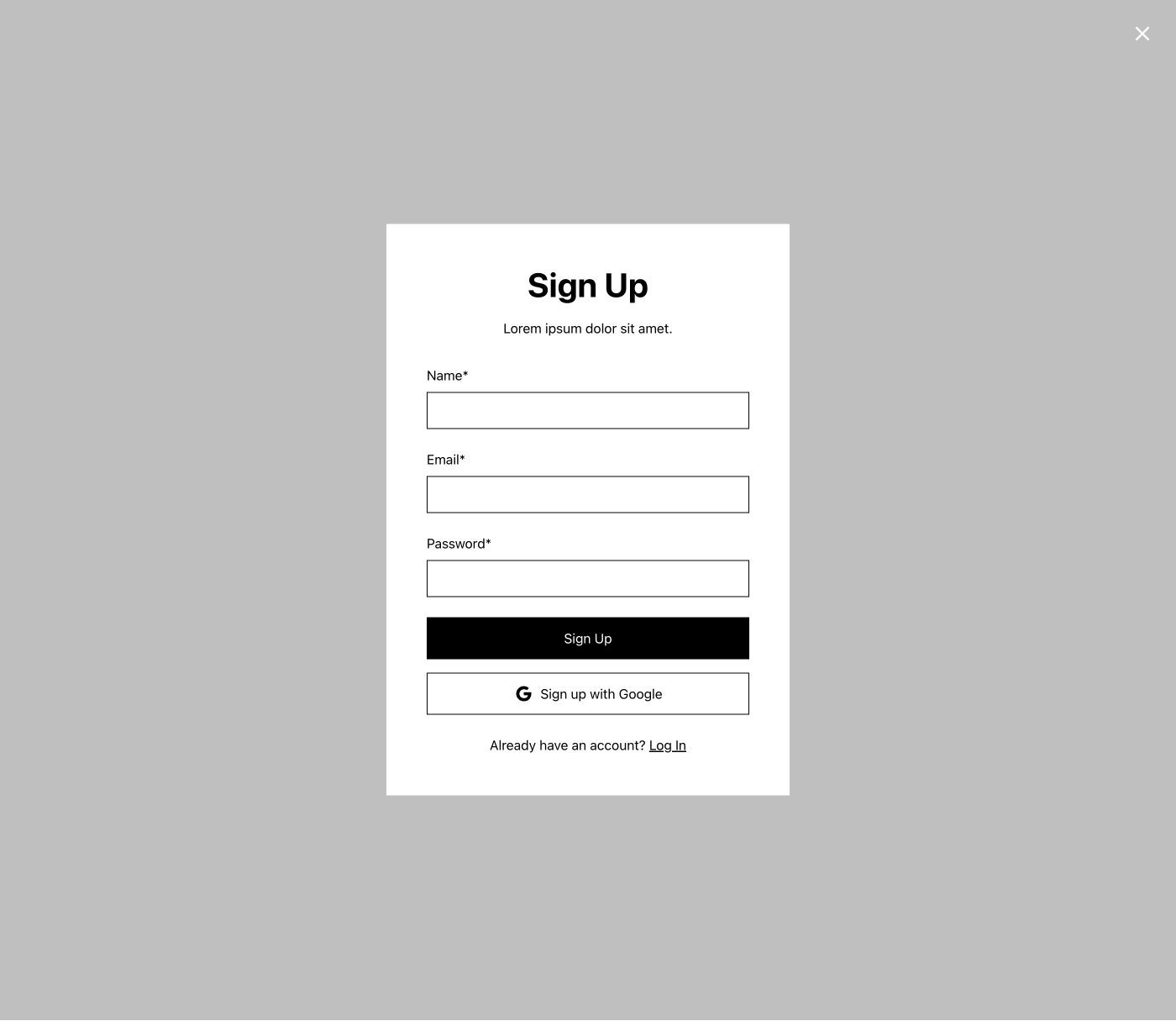 Preview of Sign Up Modal 1