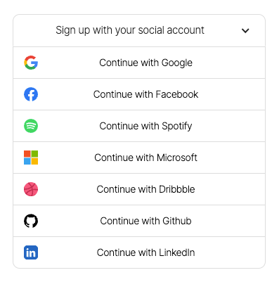 Preview of Social Login Dropdown