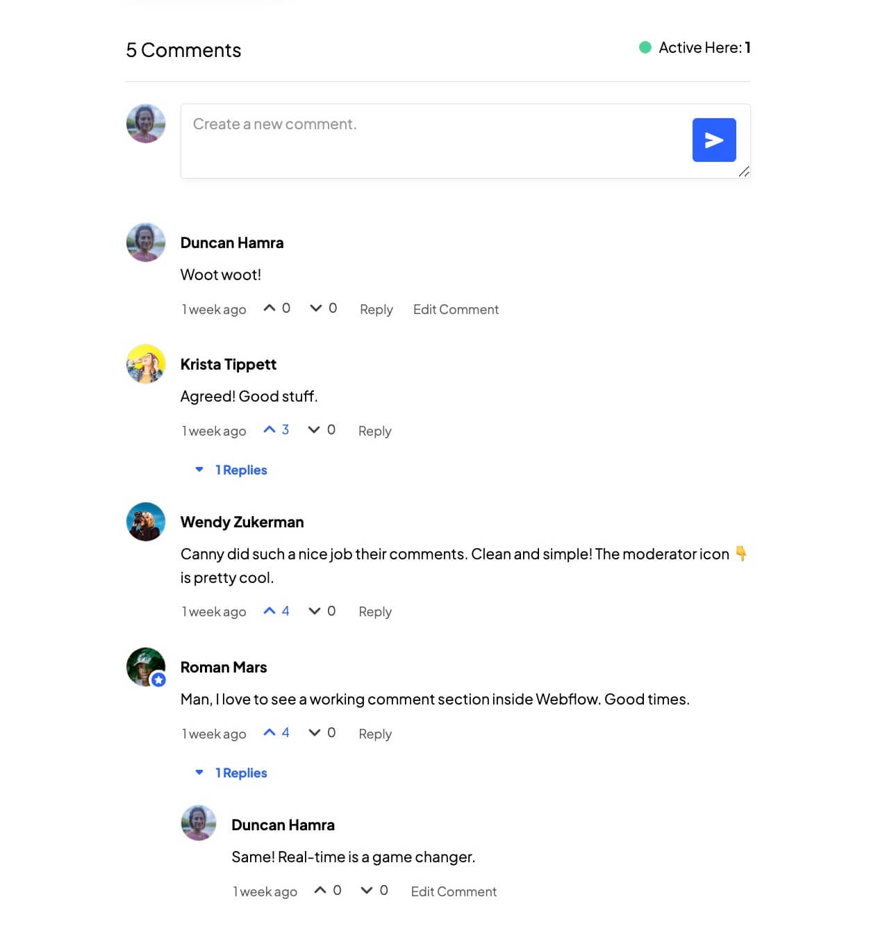 Preview of User Comments