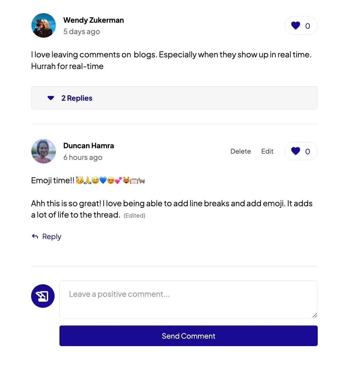 Preview of Webflow Blog Comments