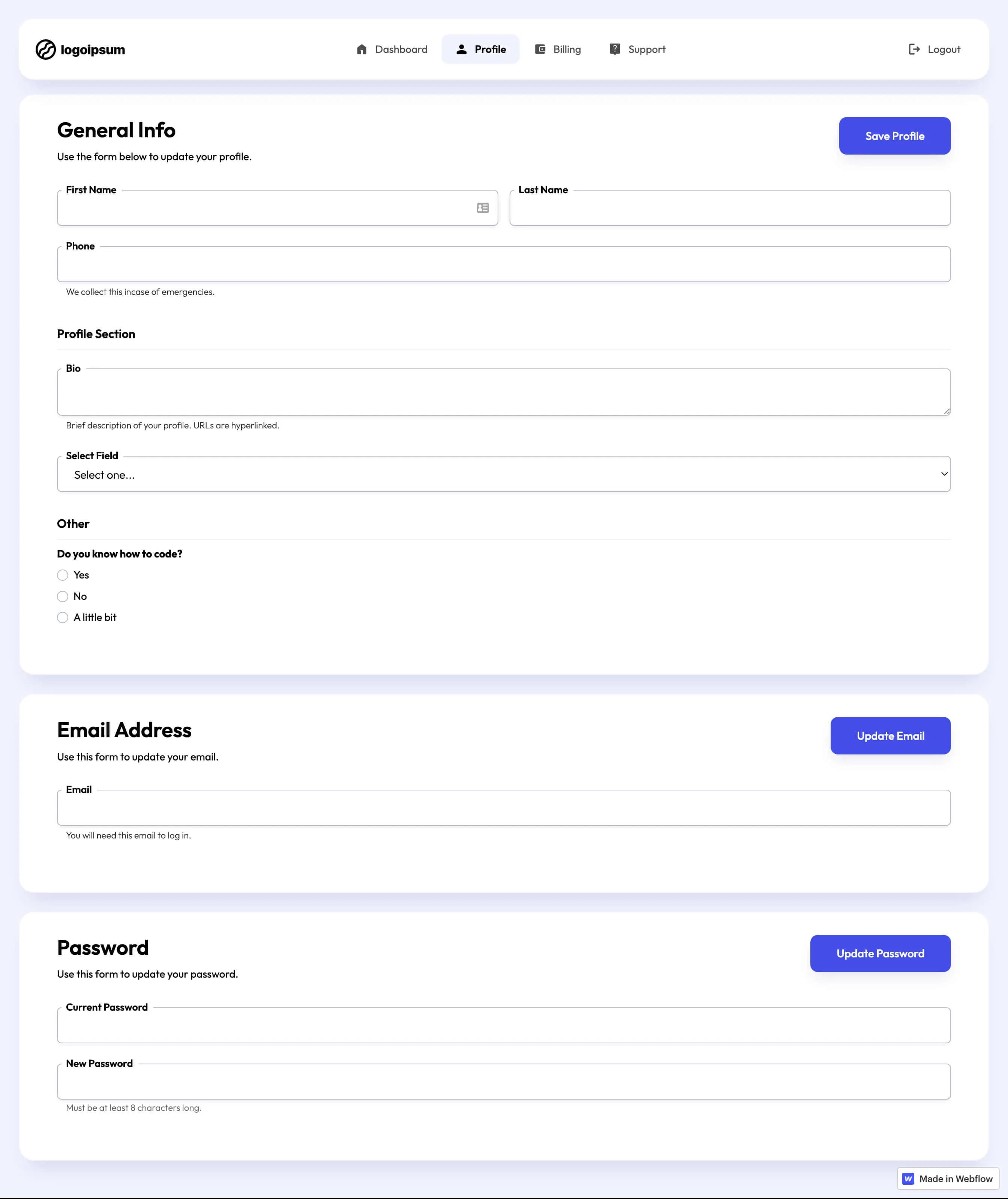 Preview of Dashboard Top Nav