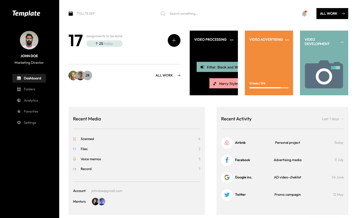 Preview of Project Dashboard