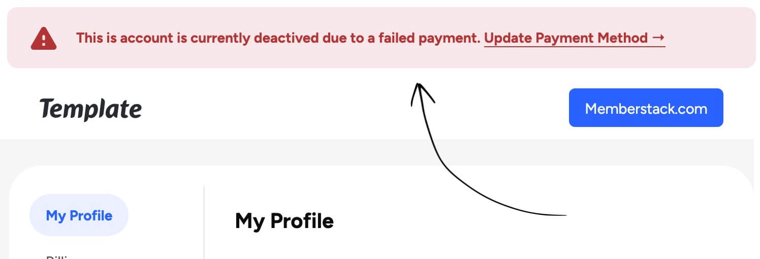 Preview of Update Payment Banner