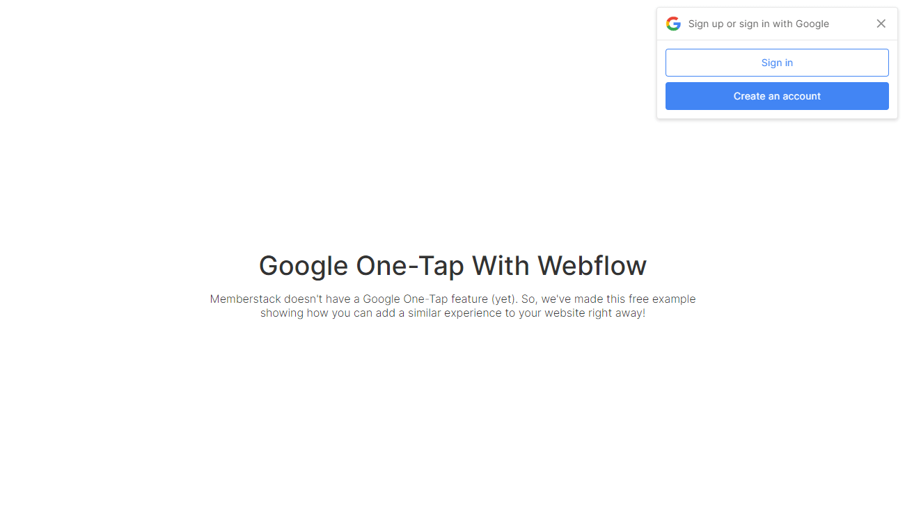 Preview of Google One Tap