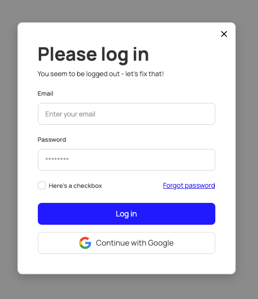 Preview of Login Modal