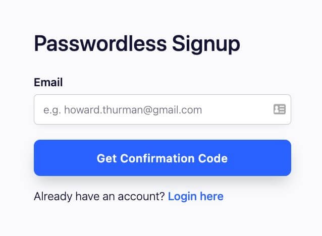 Preview of Passwordless Signup