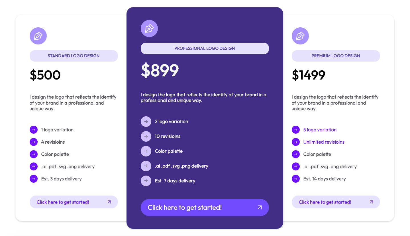 Preview of 3 Tier Pricing Table