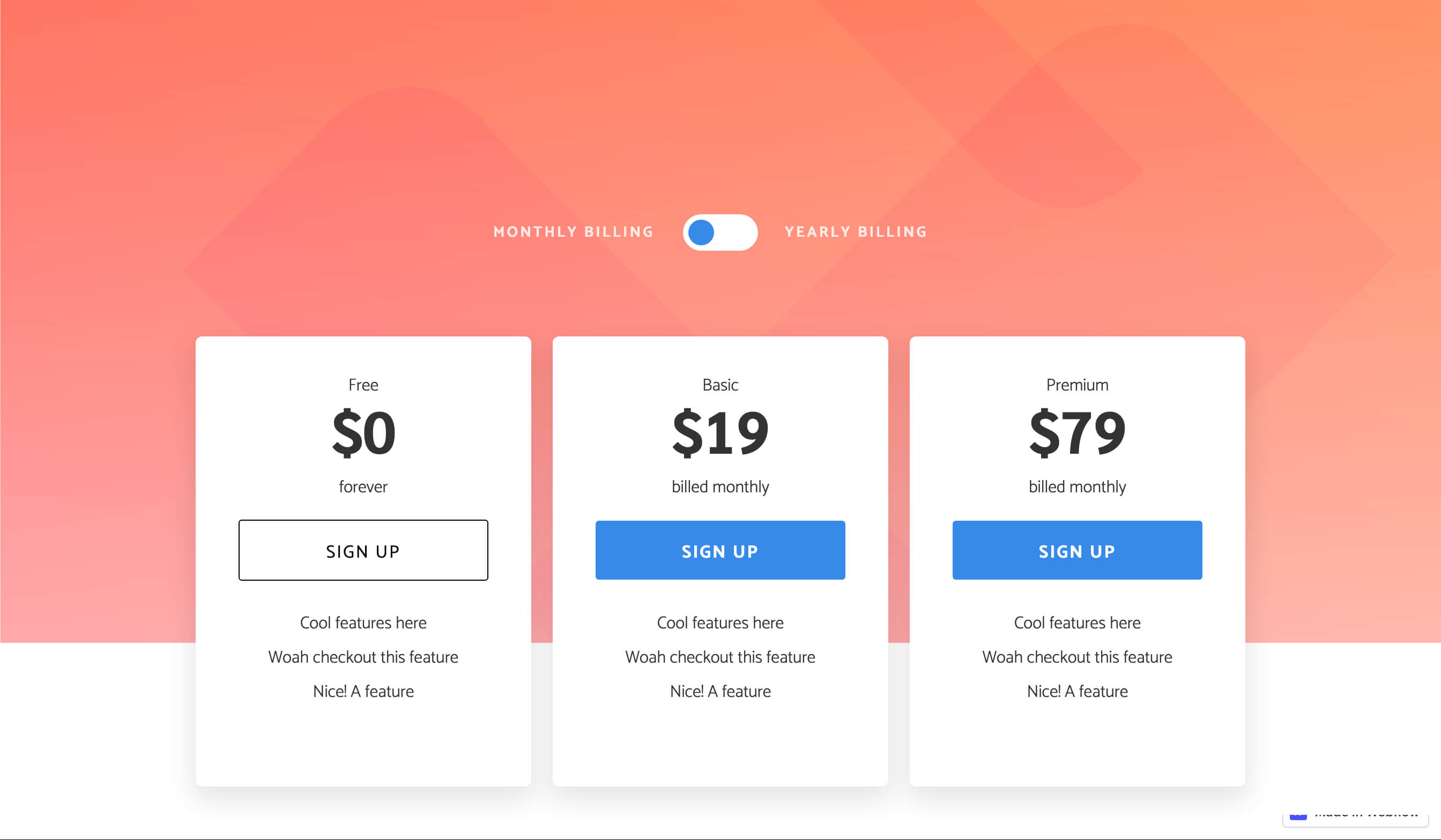Preview of Pricing W Toggle