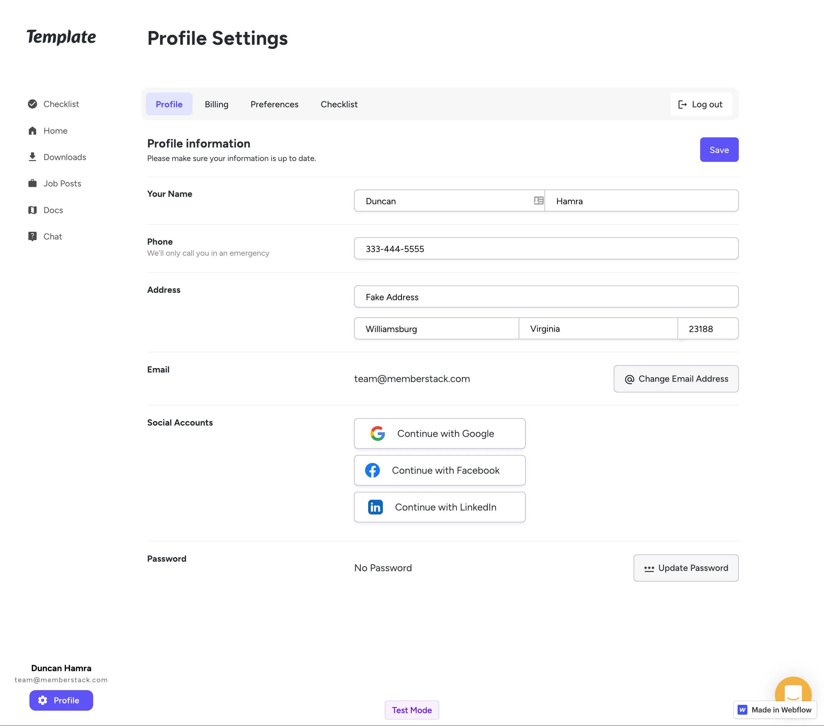 Preview of Dashboard Profile
