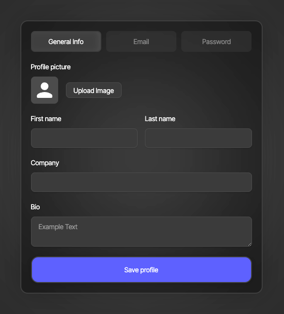 Preview of 3 Tab Profile Form