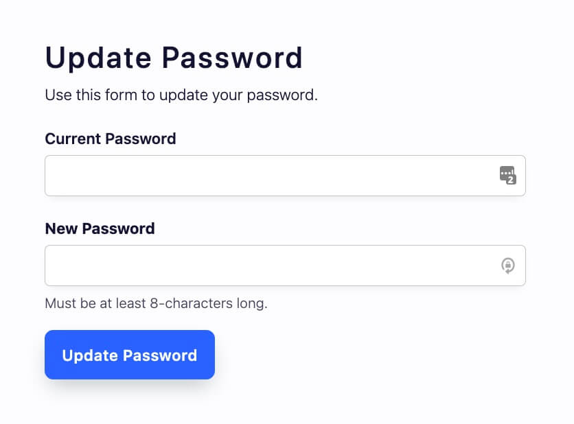 Preview of Update Password