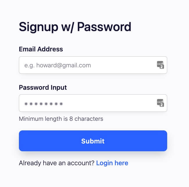 Preview of Signup With Password