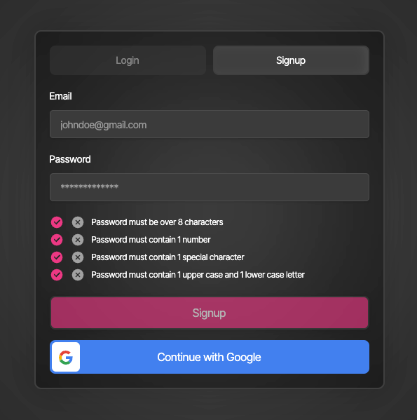Preview of Tabbed Auth Forms
