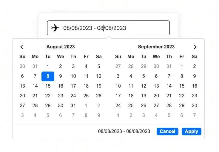Preview of Date Range Input