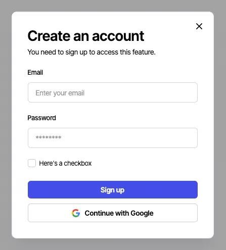 Preview of Simple Signup Modal