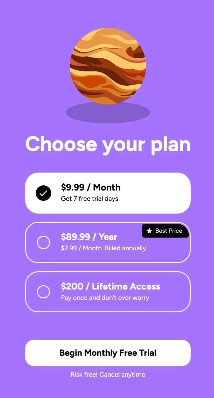 Preview of Choose Your Plan