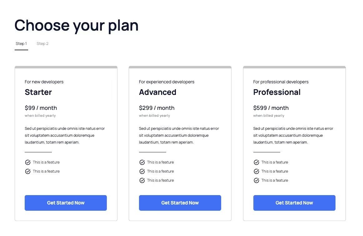 Preview of Current Plan Ui