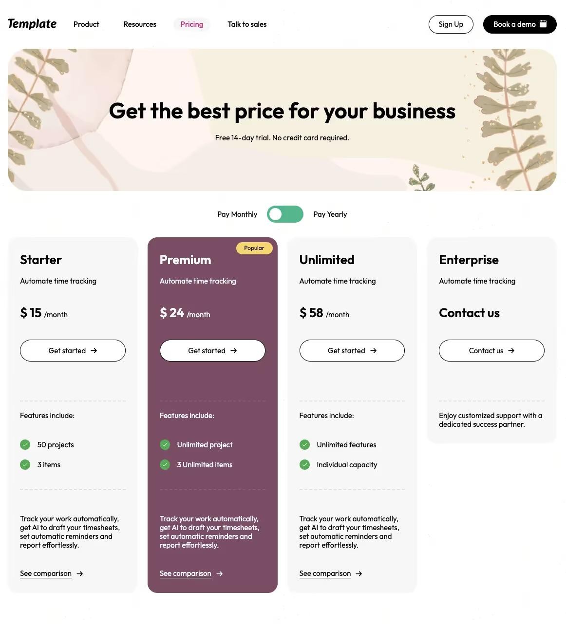 Preview of Neutral Pricing Table