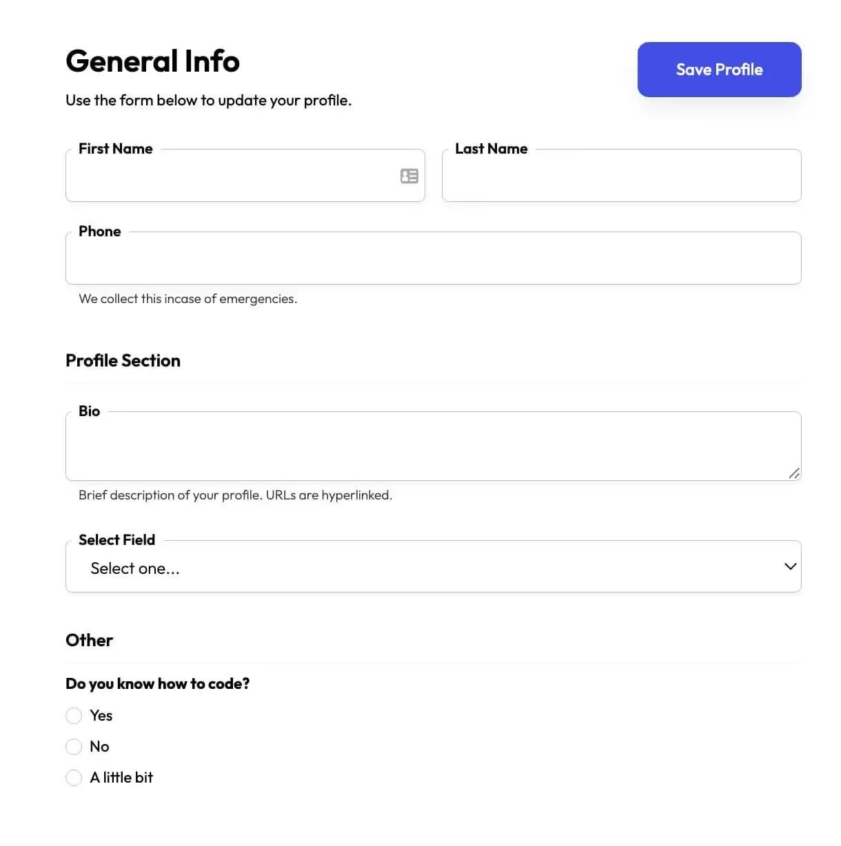 Preview of Profile Form 11
