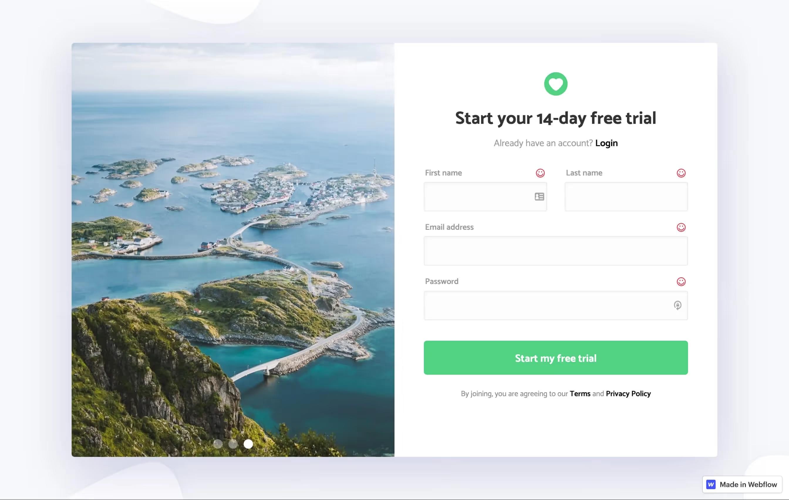 Preview of Signup W Slider