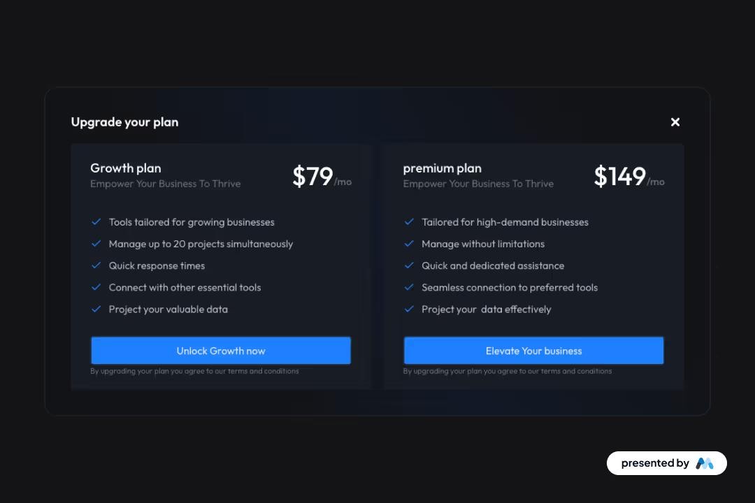 Preview of Dark Pricing Pop Up