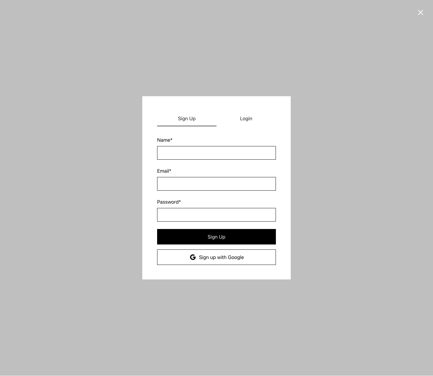 Preview of Sign Up Modal 2 3
