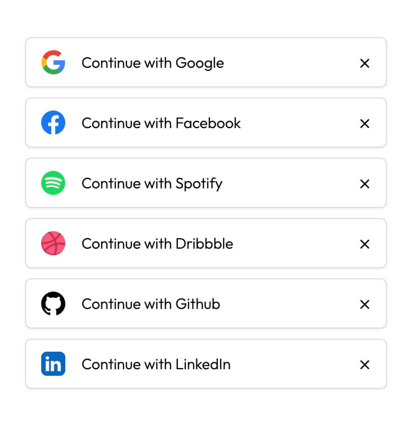 Preview of Social Login Buttons