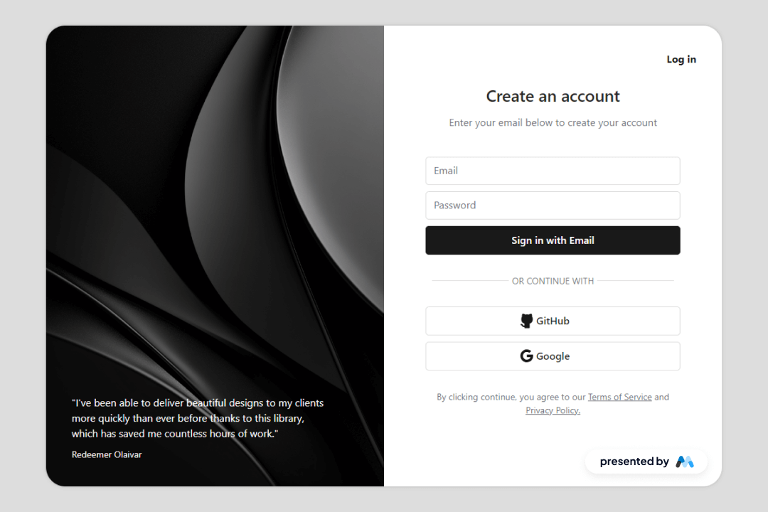 Preview of Black White Login