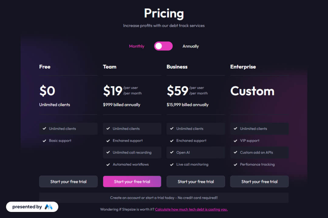 Preview of Plan Features List