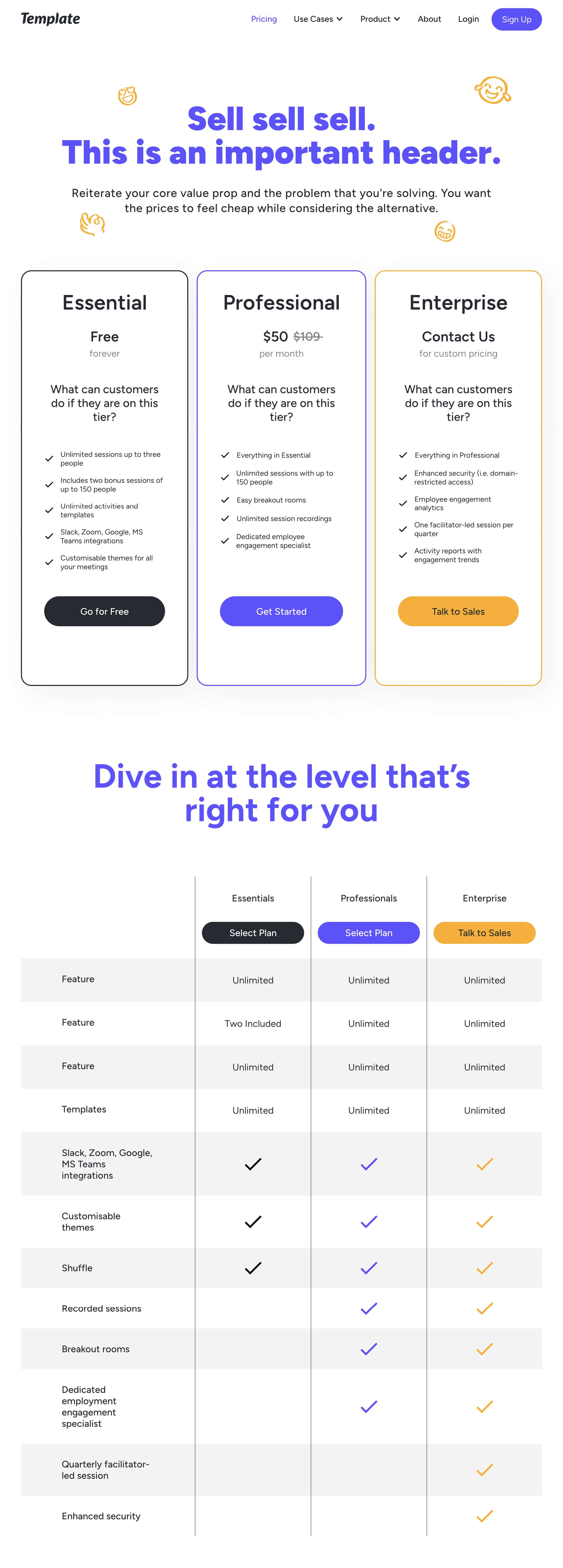 Preview of Pricing Page