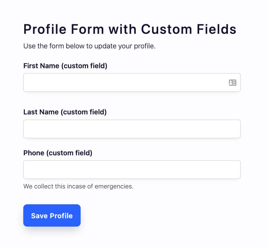 Preview of Profile Form