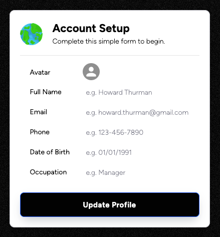 Preview of Profile Inputs