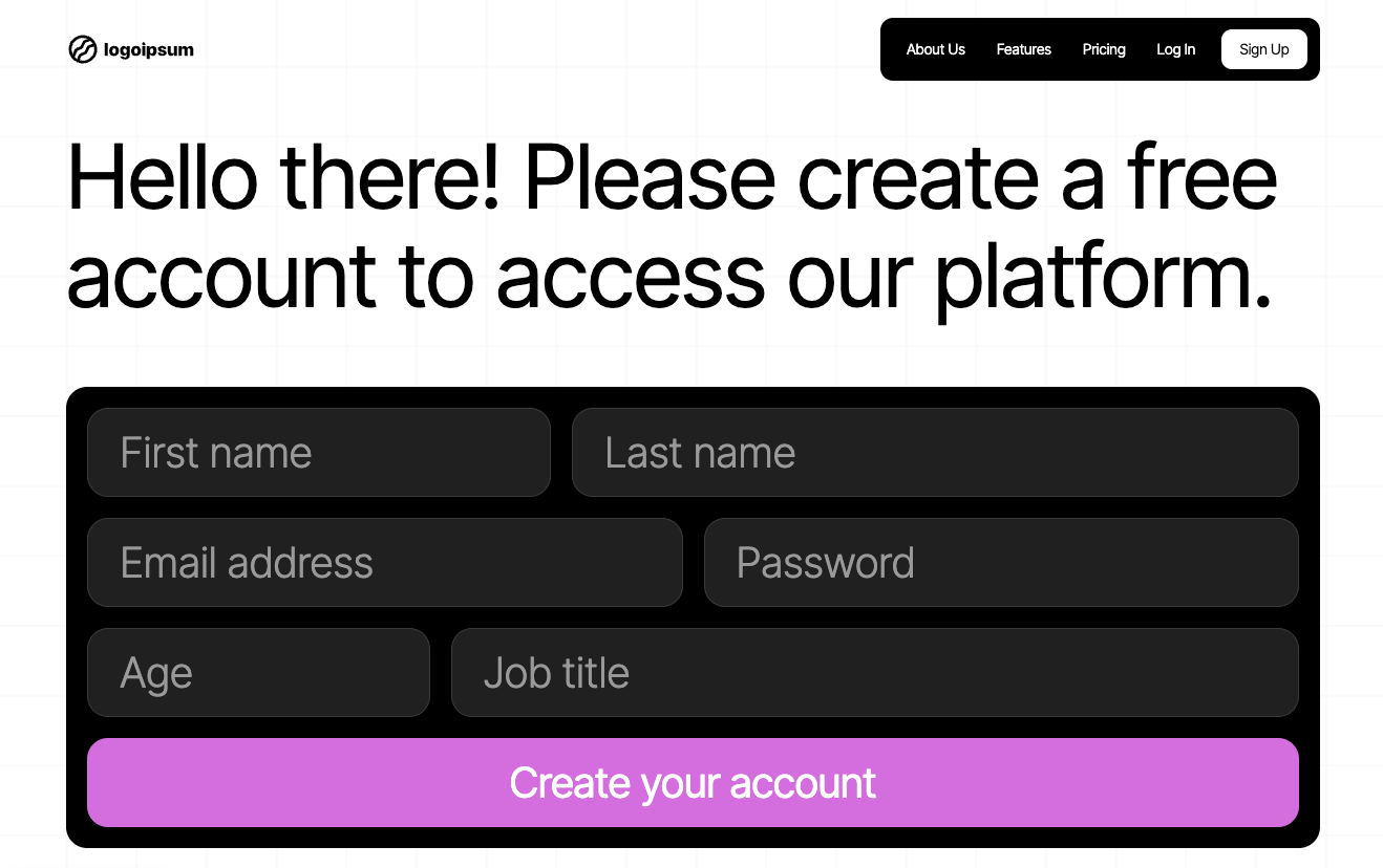Preview of Bold Modern Sign Up