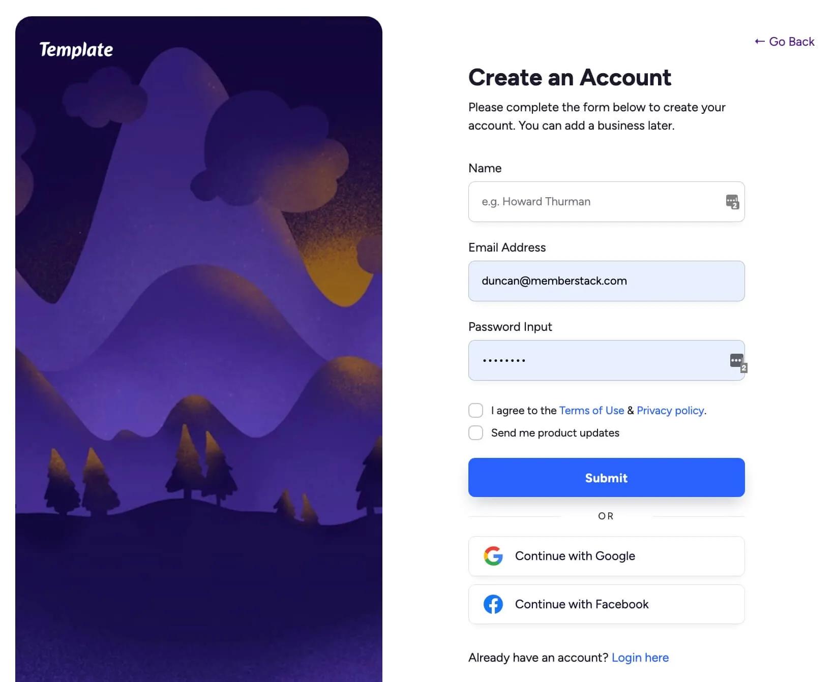 Preview of Individual Signup