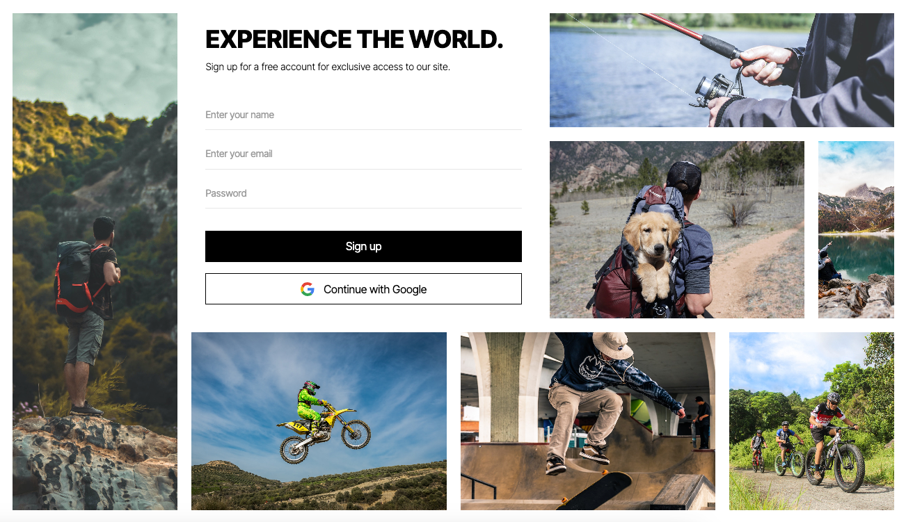 Preview of Masonry Grid Sign Up