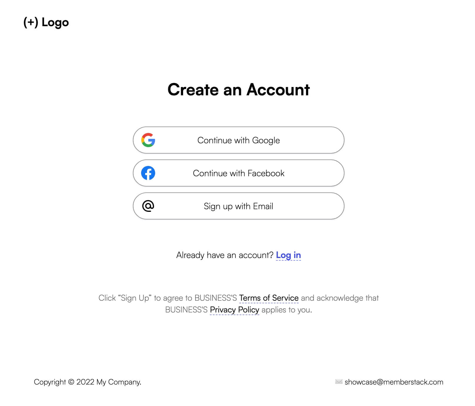 Preview of New Account Form