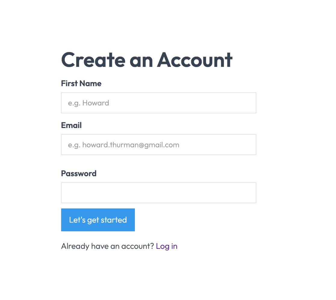 Preview of Unstyled Signup
