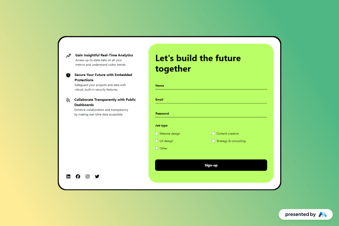 Preview of Visionary Sign Up