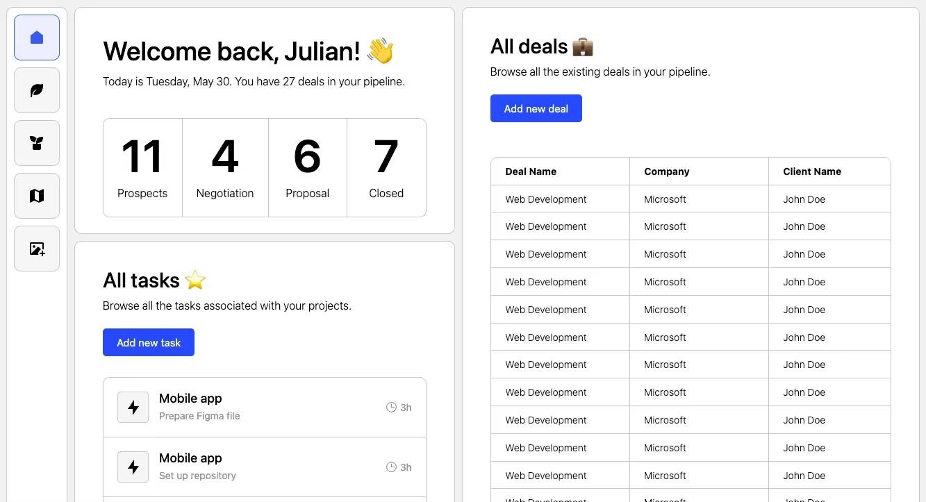 Preview of Grid Based Dashboard