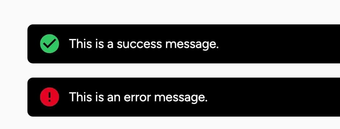 Preview of Dark Toast Messages