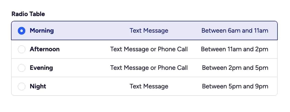 Preview of Radio Menu