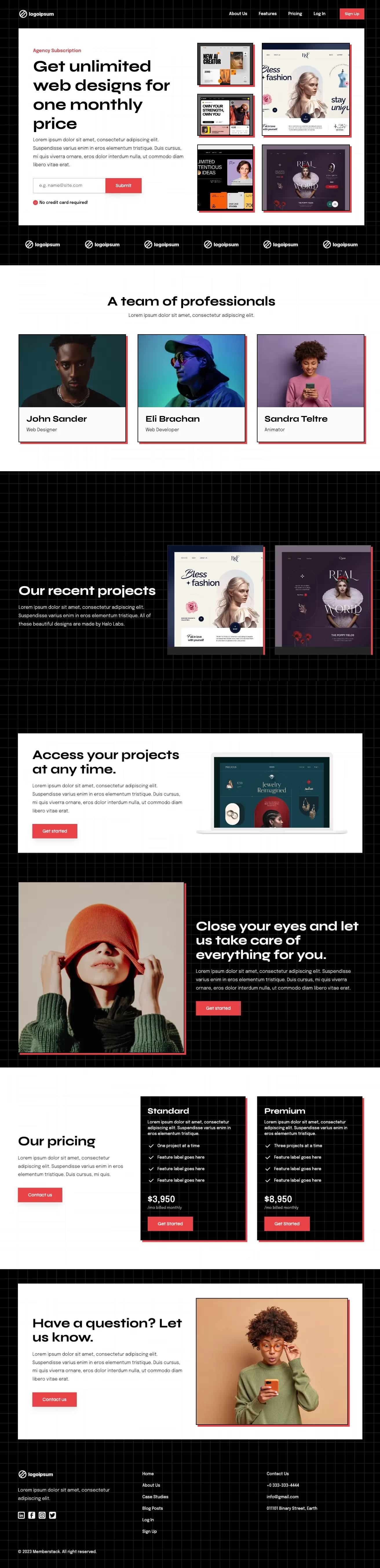 Preview of Agency Landing Page