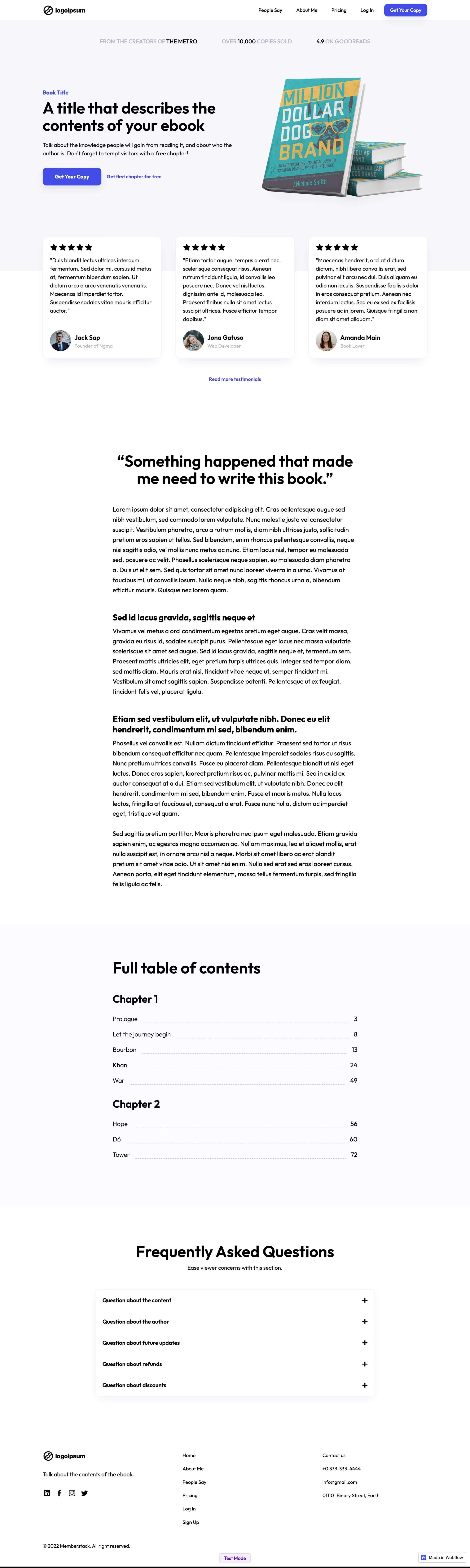Preview of Ebook Landing Page