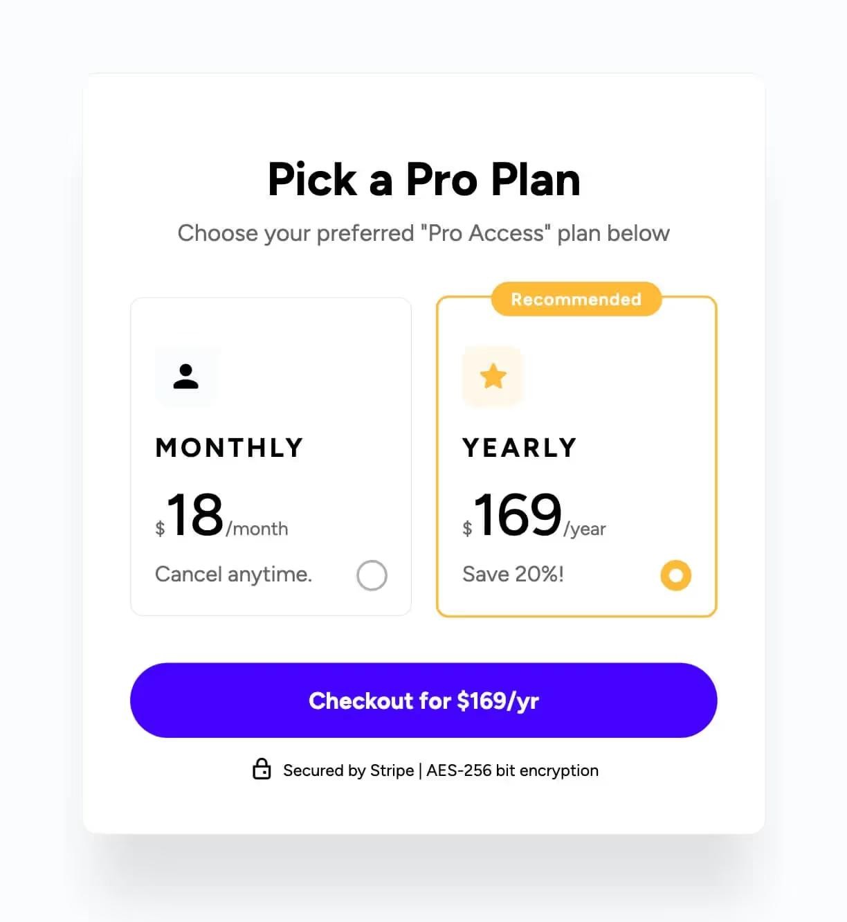 Preview of Pick A Plan Ui