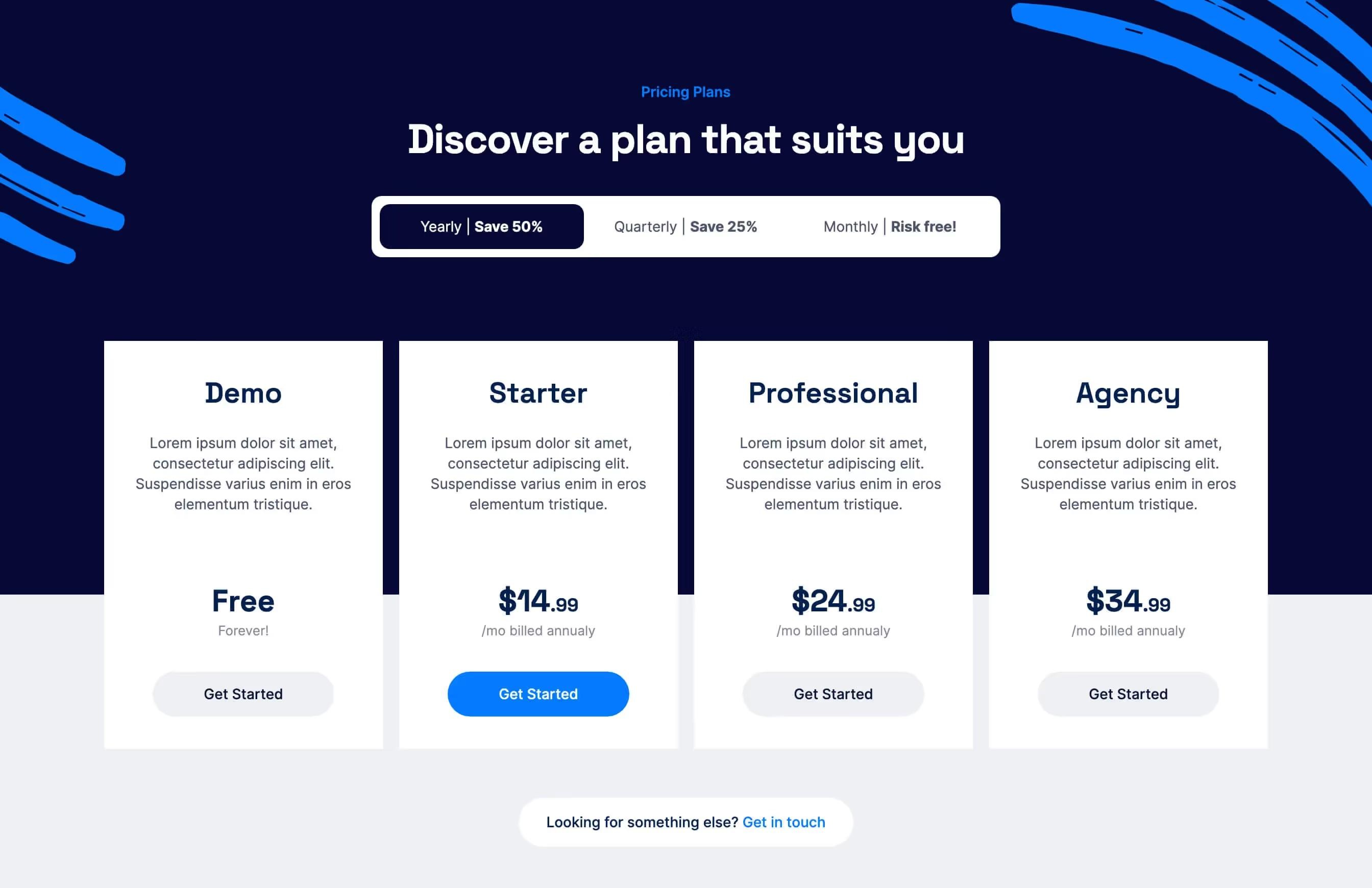 Preview of Pricing Table Tabs
