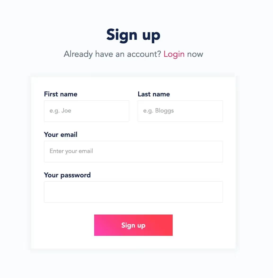 Preview of Fitness Signup