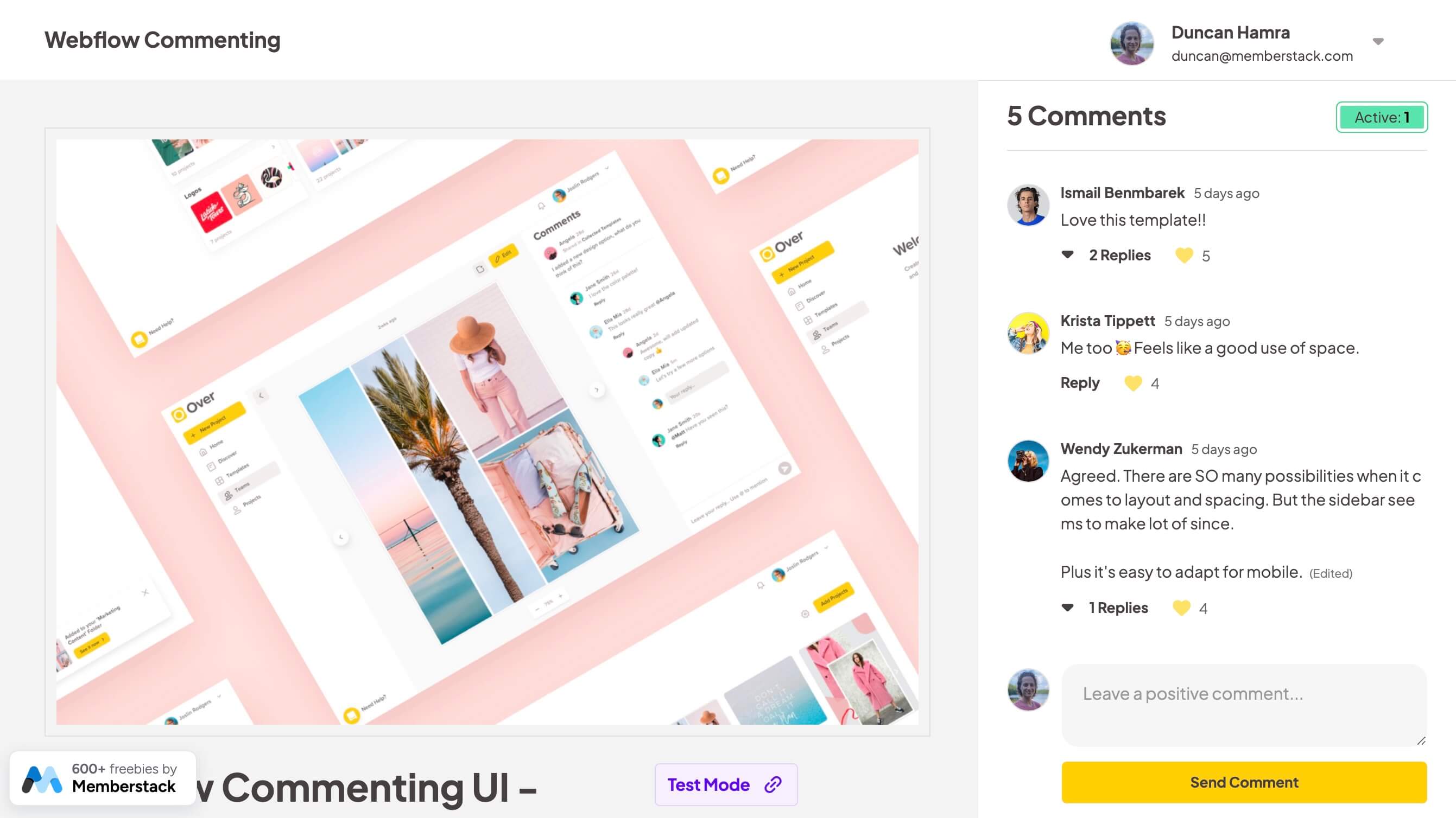 Preview of Webflow Commenting Inspiration
