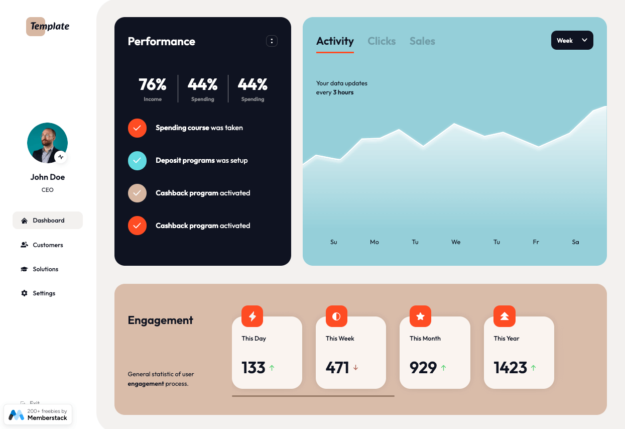 Preview of Online Coaching Dashboard